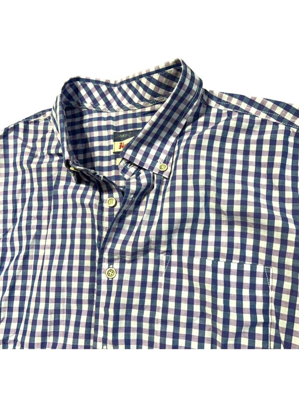 Johnnie-O Men's Sz Large Button-Down Shirt Purple & White Check Long Sleeve
